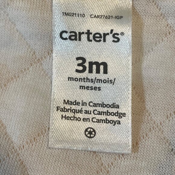 Baby Girls Carters Quilted Hooded Jacket 3M Yellow Floral Cotton Blend - Picture 8 of 8